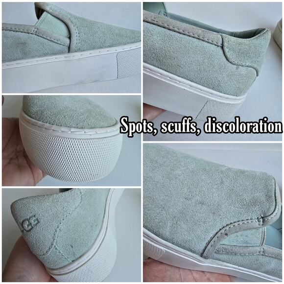 Light Green Ugg Sneakers Jass Size 8.5 Suede Leather Slip On Loafers - Picture 9 of 14